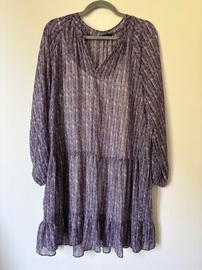 Banana Republic Purple Printed Tiered Dress